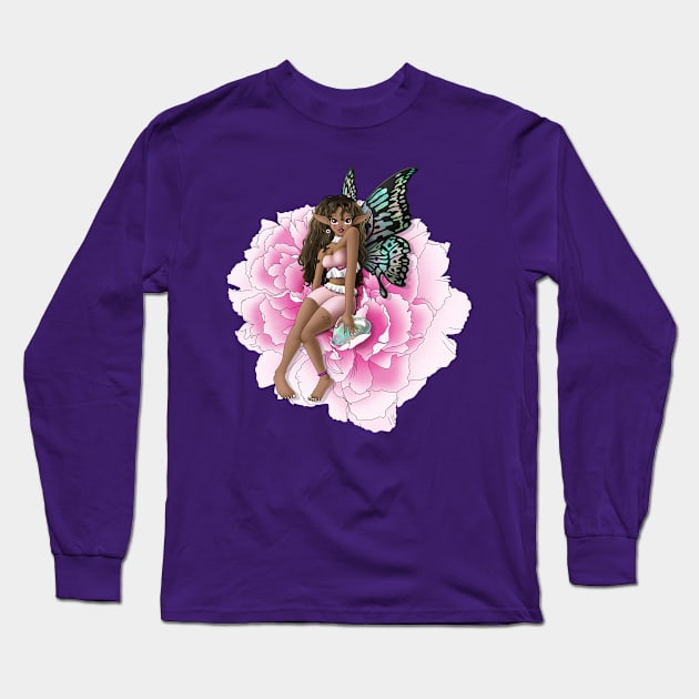 African American Fairy on a Flower Long Sleeve T-Shirt by treasured-gift